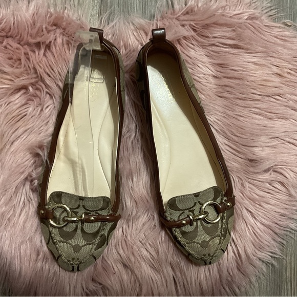 Coach Logo Brown Canvas Flat Size 8 - Picture 3 of 9